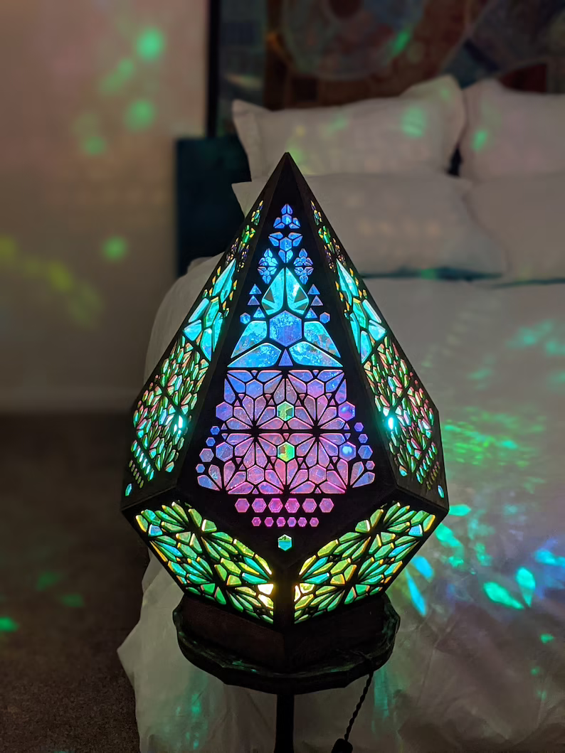 Glass-in-Block Stil LED Bordslampa - LumiAura | Veska