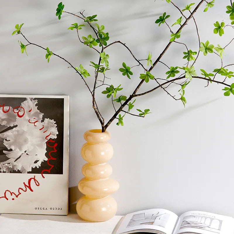 Glass Pebble Vase | Veska Opaque Cream
