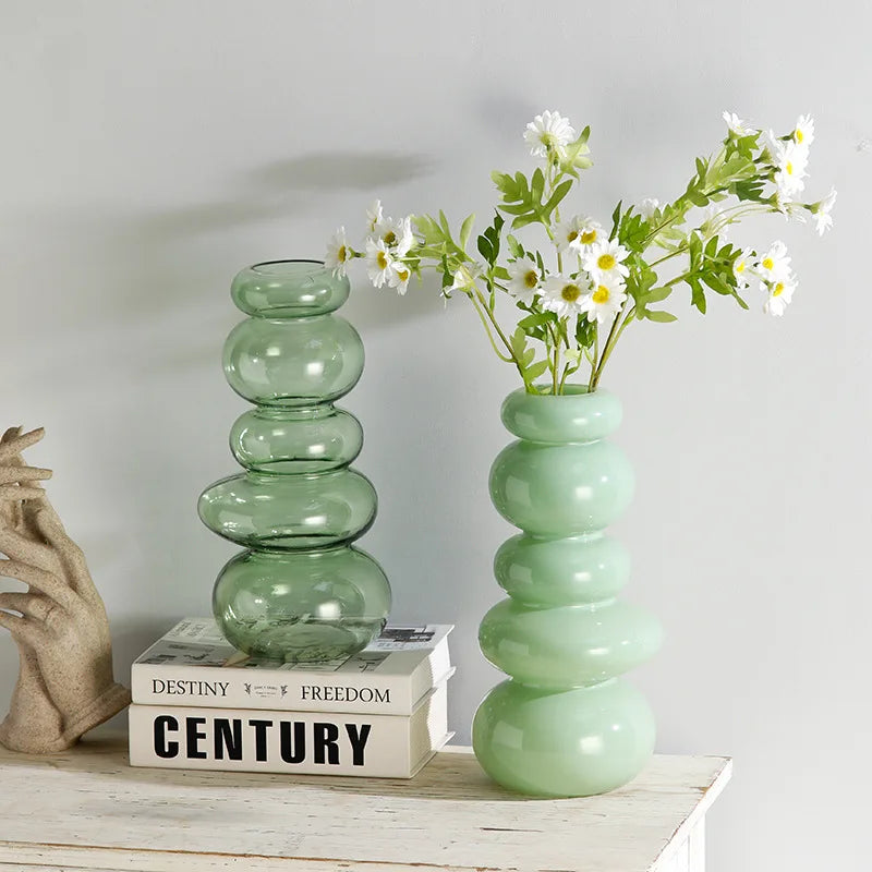 Glass Pebble Vase | Veska Opaquemerald