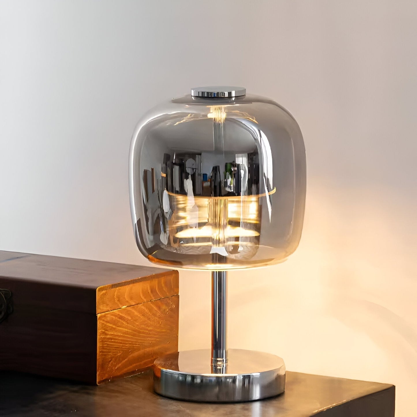 Gleam Lamp - Stilren rökgrå glaslampa USB-driven dimbar ljus | Veska
