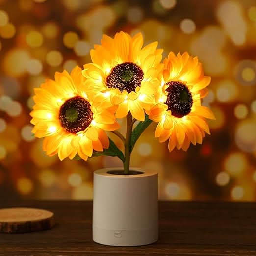 Glittrande Solros LED Bordslampa | Veska