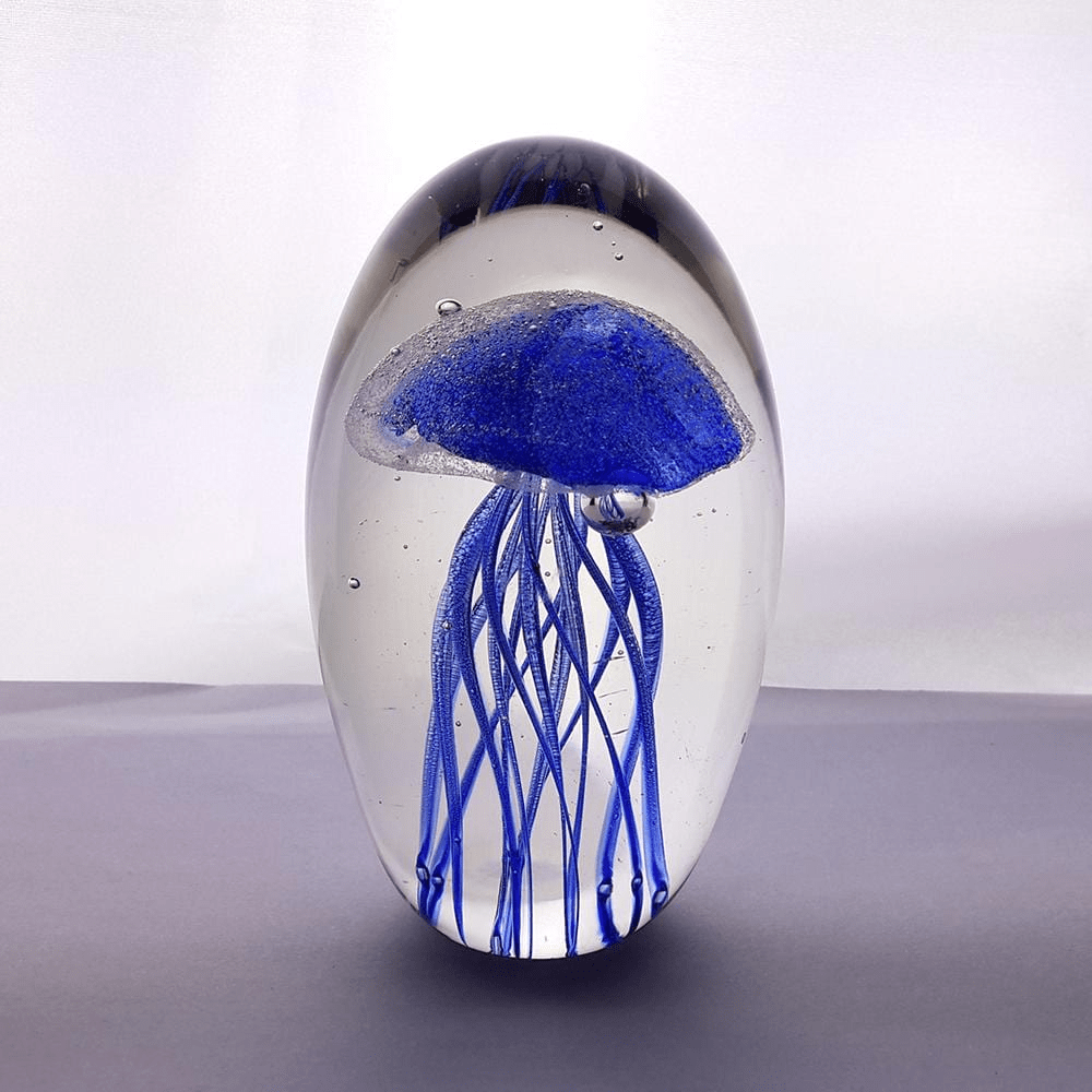 Glow Jellyfish Crystal Glass Decor | Veska Blå