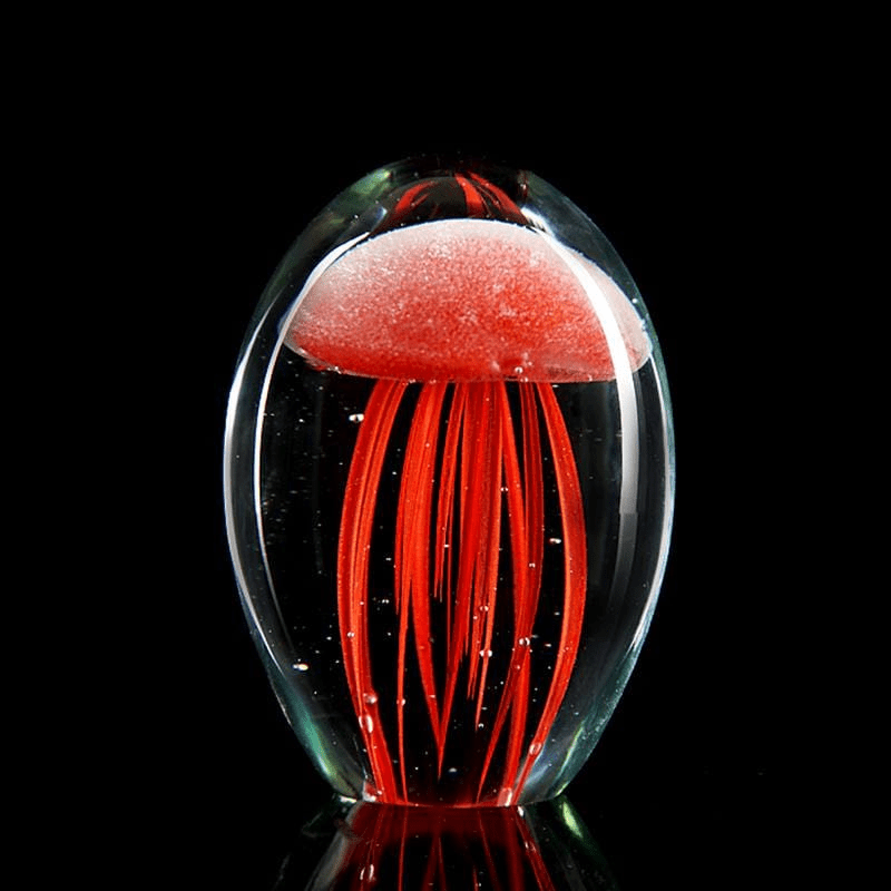 Glow Jellyfish Crystal Glass Decor | Veska Röd