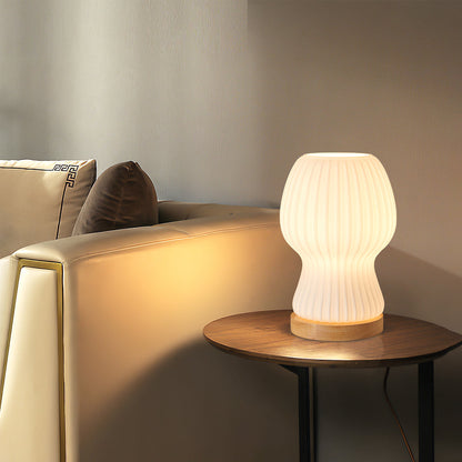 GlowBeam – Viktad glasbordslampa med träaccent | Veska