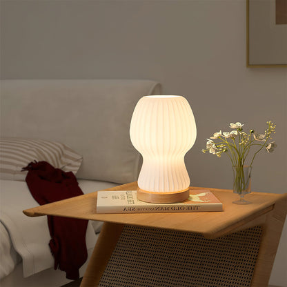 GlowBeam – Viktad glasbordslampa med träaccent | Veska