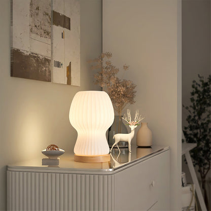 GlowBeam – Viktad glasbordslampa med träaccent | Veska
