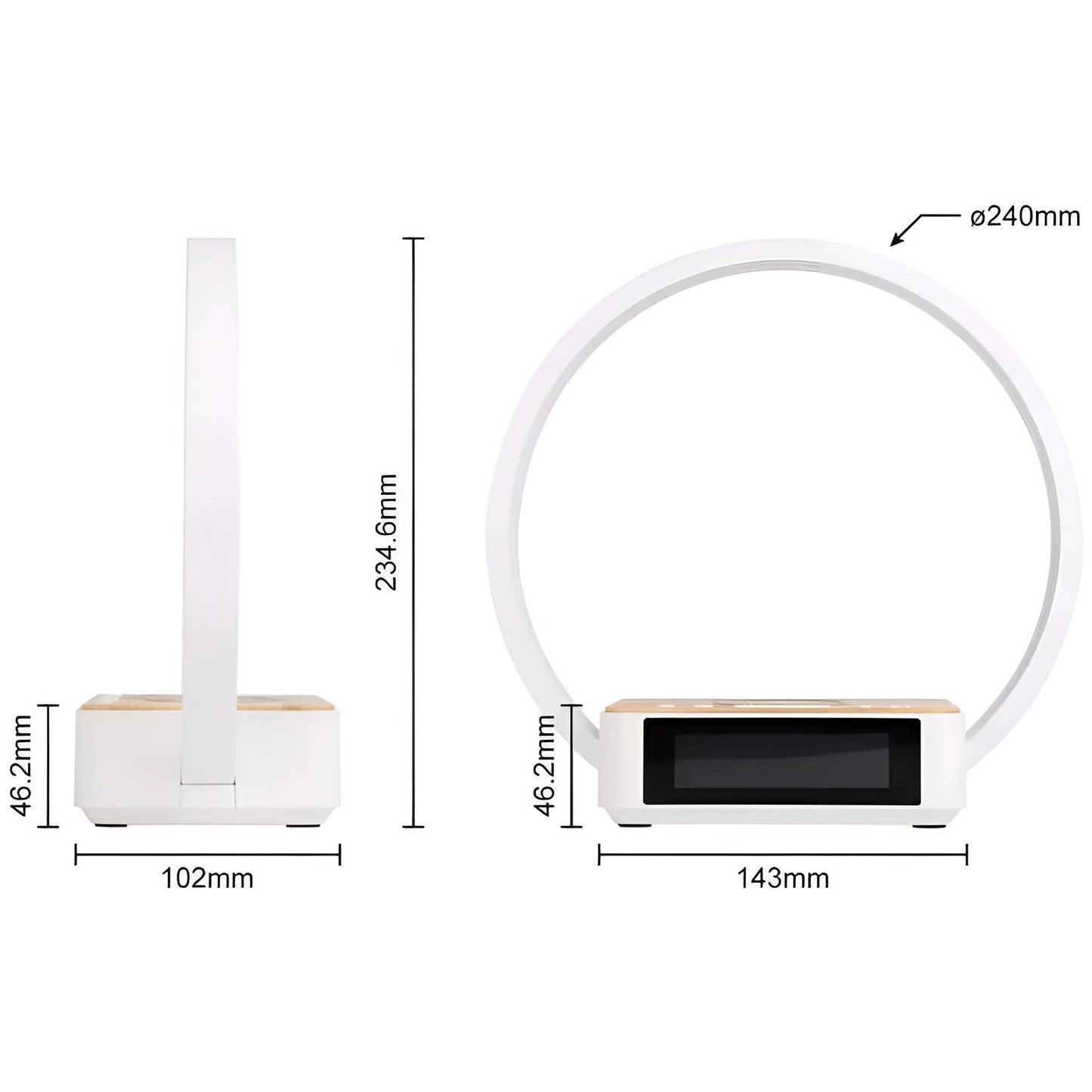 GlowMax 3-i-1 LED Bordslampa – Trådlös Laddare, Väckarklocka & Touchkontroll | Veska