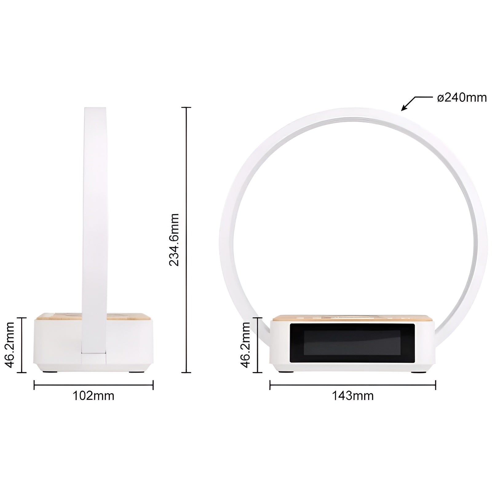 GlowMax 3-i-1 LED Bordslampa – Trådlös Laddare, Väckarklocka & Touchkontroll | Veska