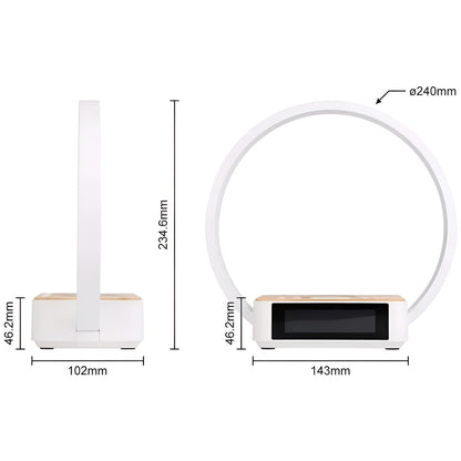 GlowMax 3-i-1 LED Bordslampa – Trådlös Laddare, Väckarklocka & Touchkontroll | Veska