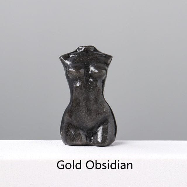 Goddess Silhouette Crystal Statue | Veska Guld obsidian