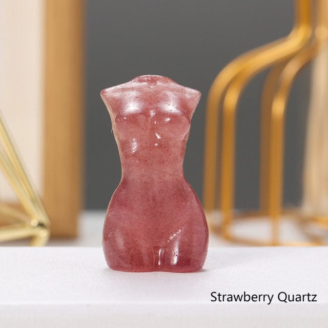 Goddess Silhouette Crystal Statue | Veska Jordgubbskvarts