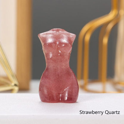 Goddess Silhouette Crystal Statue | Veska Jordgubbskvarts