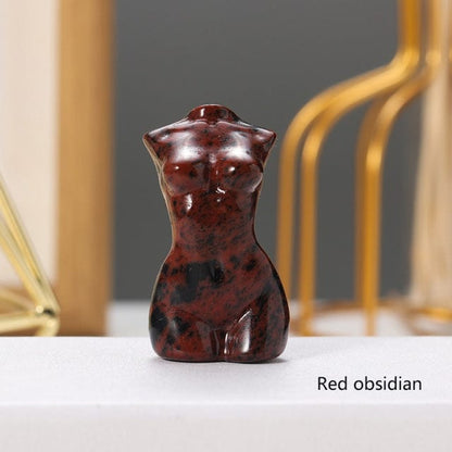 Goddess Silhouette Crystal Statue | Veska Röd obsidian