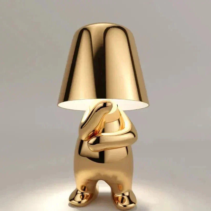 Golden Man LED Thinking Table Lamp – Lekfull sängbordslampa för sovrum & dekoration | Veska Herr. Varför