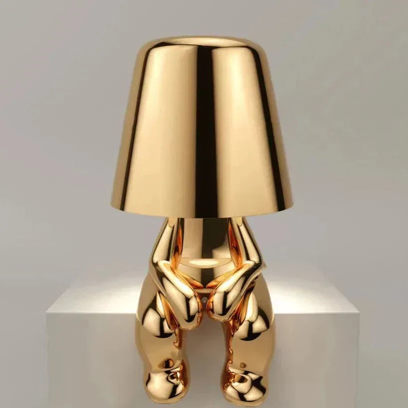 Golden Man LED Thinking Table Lamp – Lekfull sängbordslampa för sovrum & dekoration | Veska Mr. När