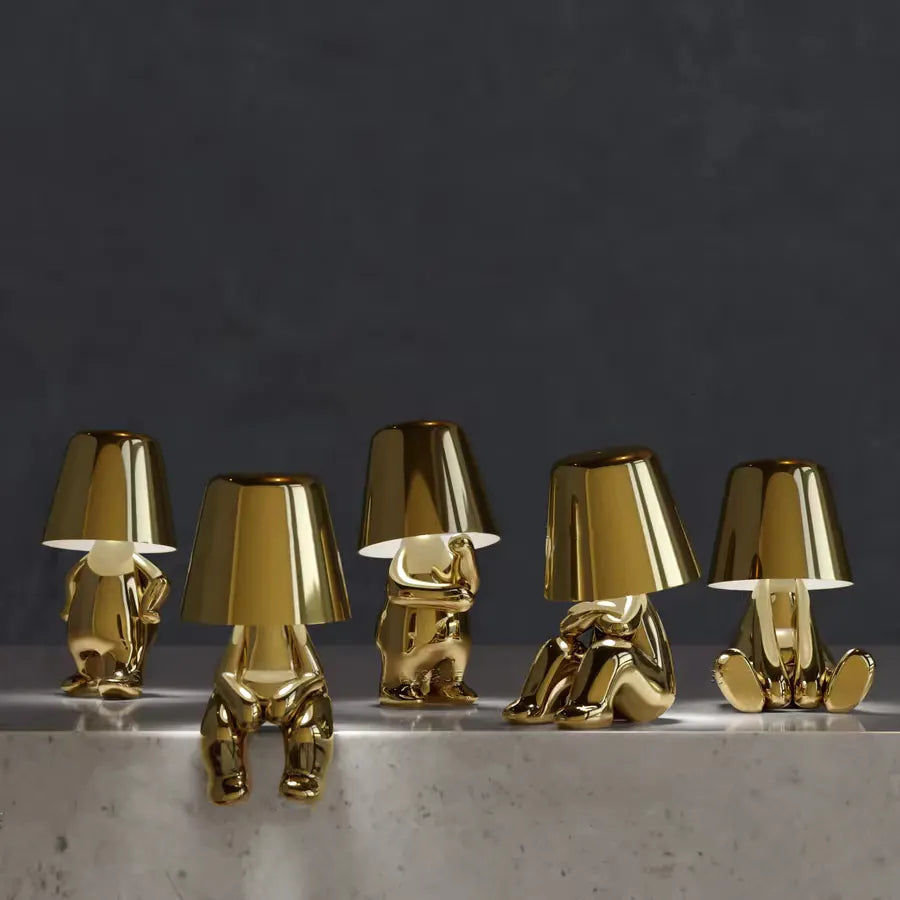 Golden Man LED Thinking Table Lamp – Lekfull sängbordslampa för sovrum & dekoration | Veska