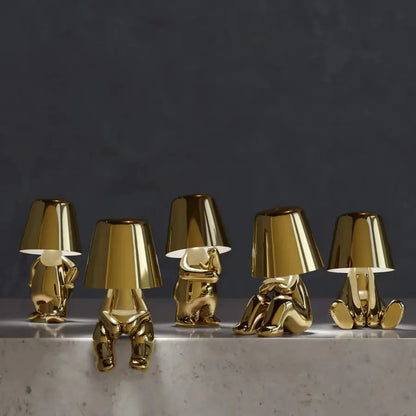 Golden Man LED Thinking Table Lamp – Lekfull sängbordslampa för sovrum & dekoration | Veska