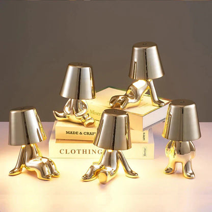 Golden Man LED Thinking Table Lamp – Lekfull sängbordslampa för sovrum & dekoration | Veska