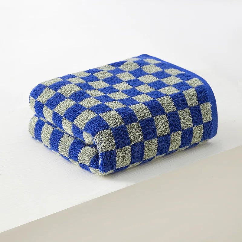 Grids Cotton Face Towel | Veska Blå 34X75cm