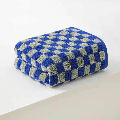 Grids Cotton Face Towel | Veska Blå 34X75cm