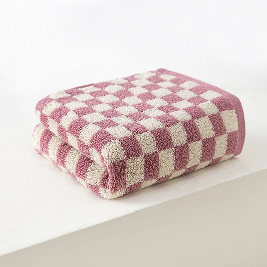 Grids Cotton Face Towel | Veska Rosa 34X75cm