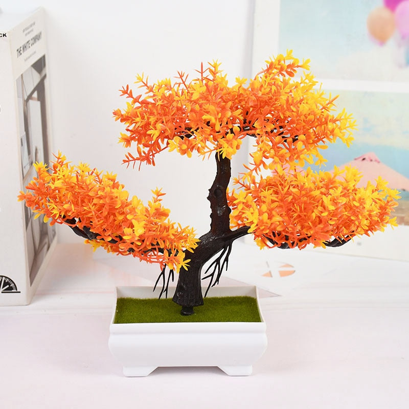 Grön Bloom Charmig Konstgjord Växt Dekor | Veska orange gul