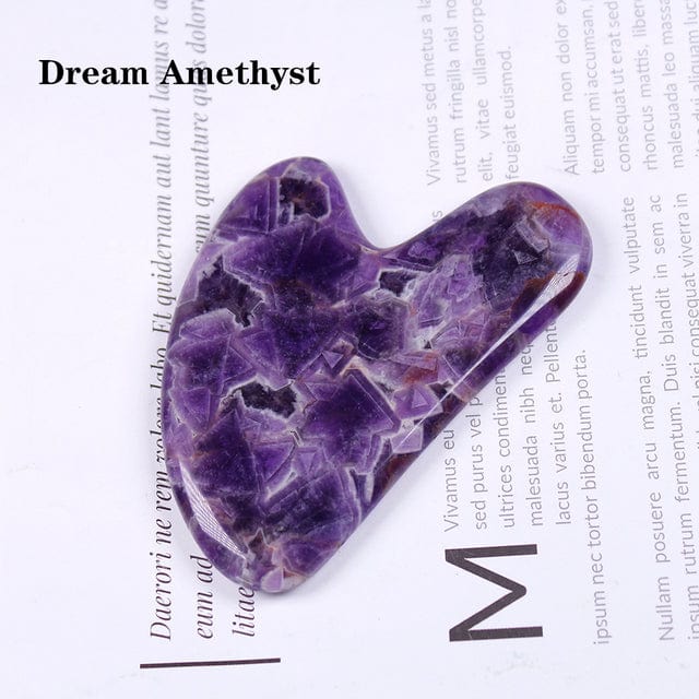 Gua Sha hjärtformat kristallkvarts | Veska Dream amethsyt
