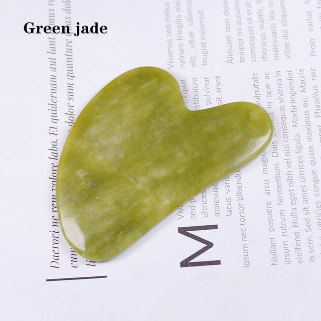 Gua Sha hjärtformat kristallkvarts | Veska Grön jade