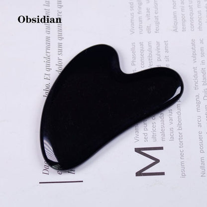 Gua Sha hjärtformat kristallkvarts | Veska Obsidian