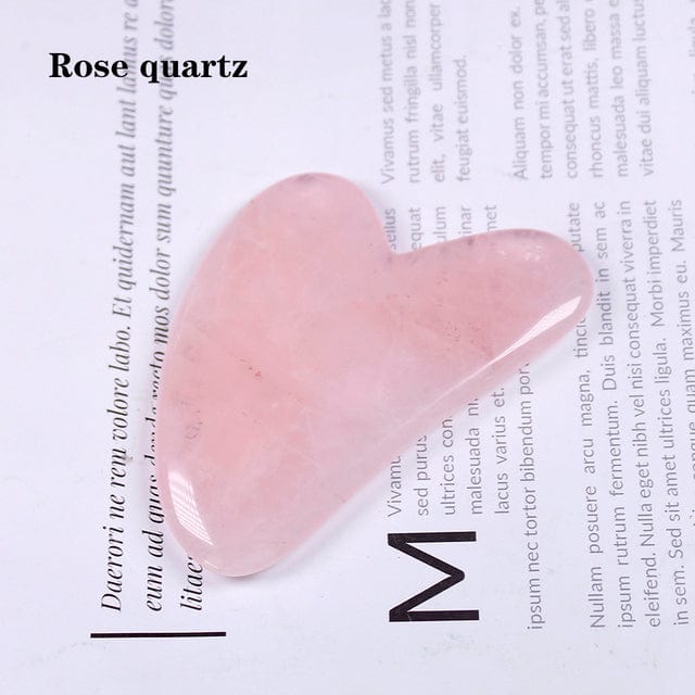 Gua Sha hjärtformat kristallkvarts | Veska Rosenkvarts
