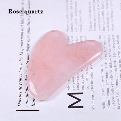 Gua Sha hjärtformat kristallkvarts | Veska Rosenkvarts