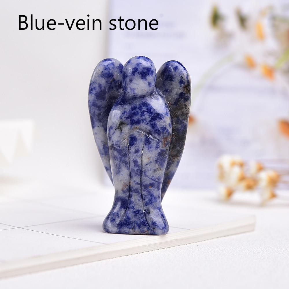 Guardian Angel Crystal Carving | Veska Blå ådror sten 5cm 2"