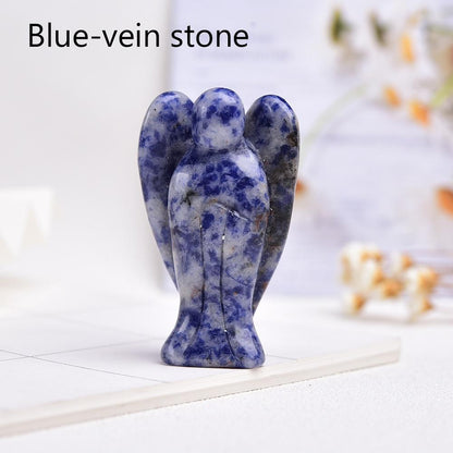 Guardian Angel Crystal Carving | Veska Blå ådror sten 5cm 2"