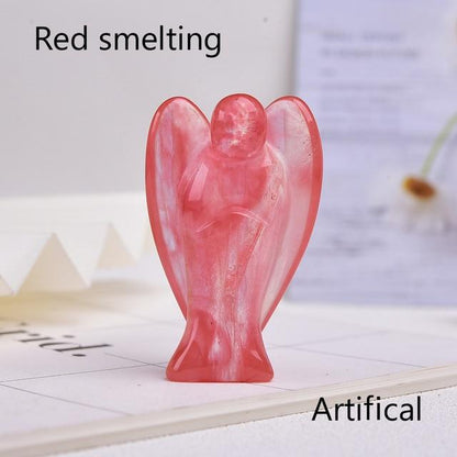 Guardian Angel Crystal Carving | Veska Röd smältning 5cm 2"