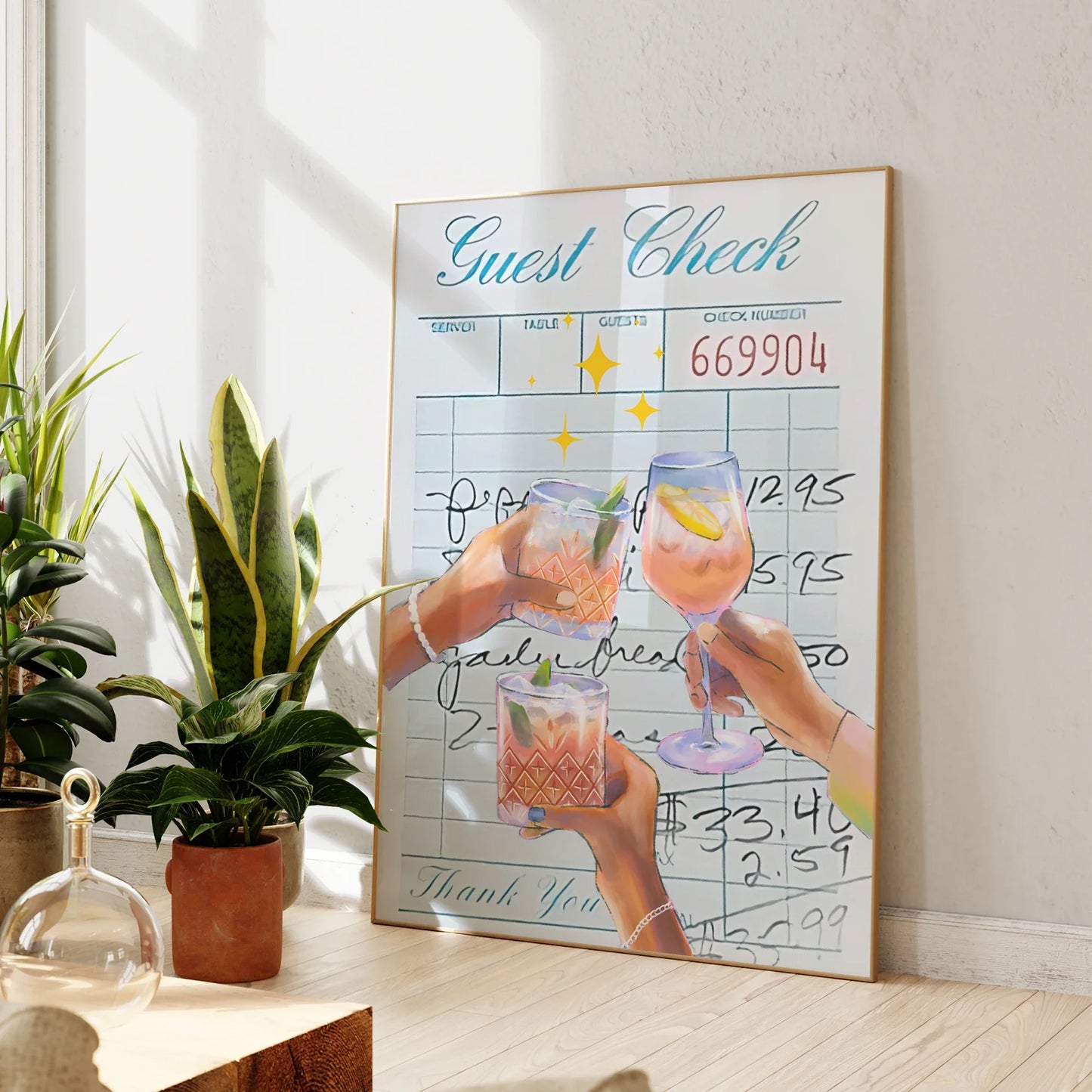 "Guest Check" Väggkonst – Retro & Lekfull Inredning | Veska