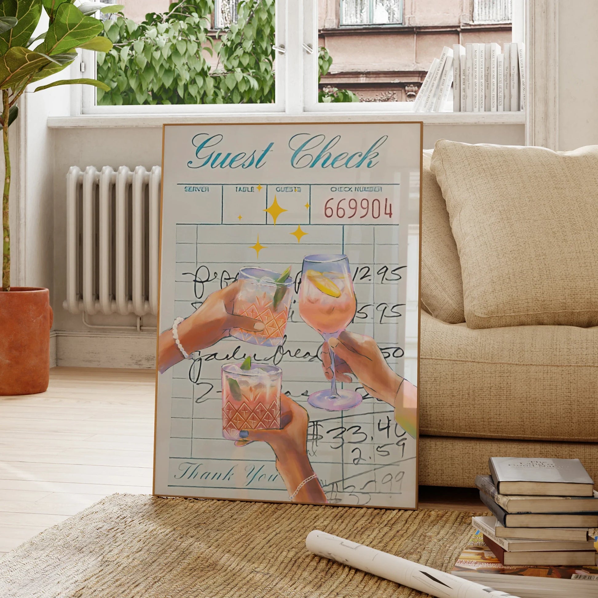 "Guest Check" Väggkonst – Retro & Lekfull Inredning | Veska