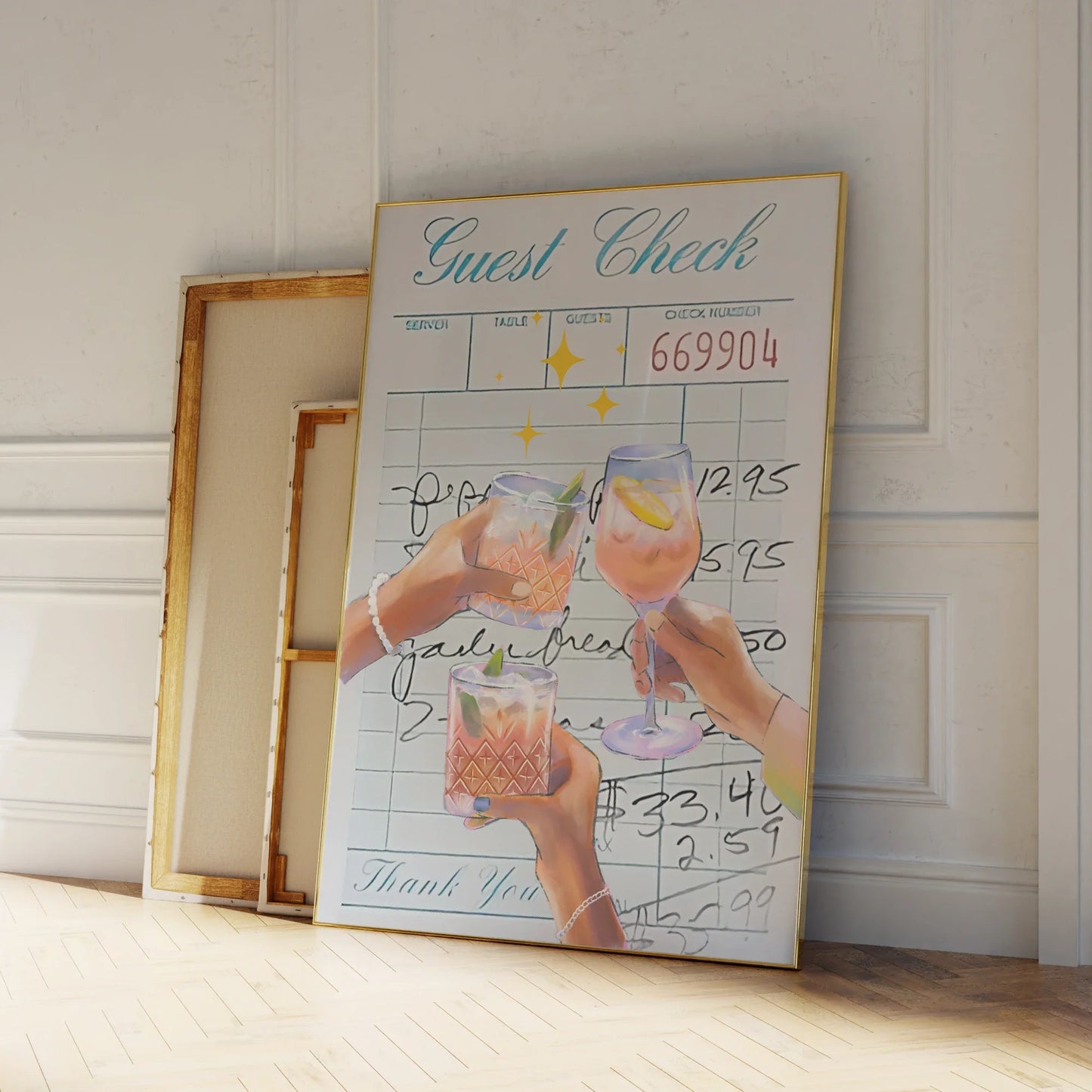 "Guest Check" Väggkonst – Retro & Lekfull Inredning | Veska Vit
