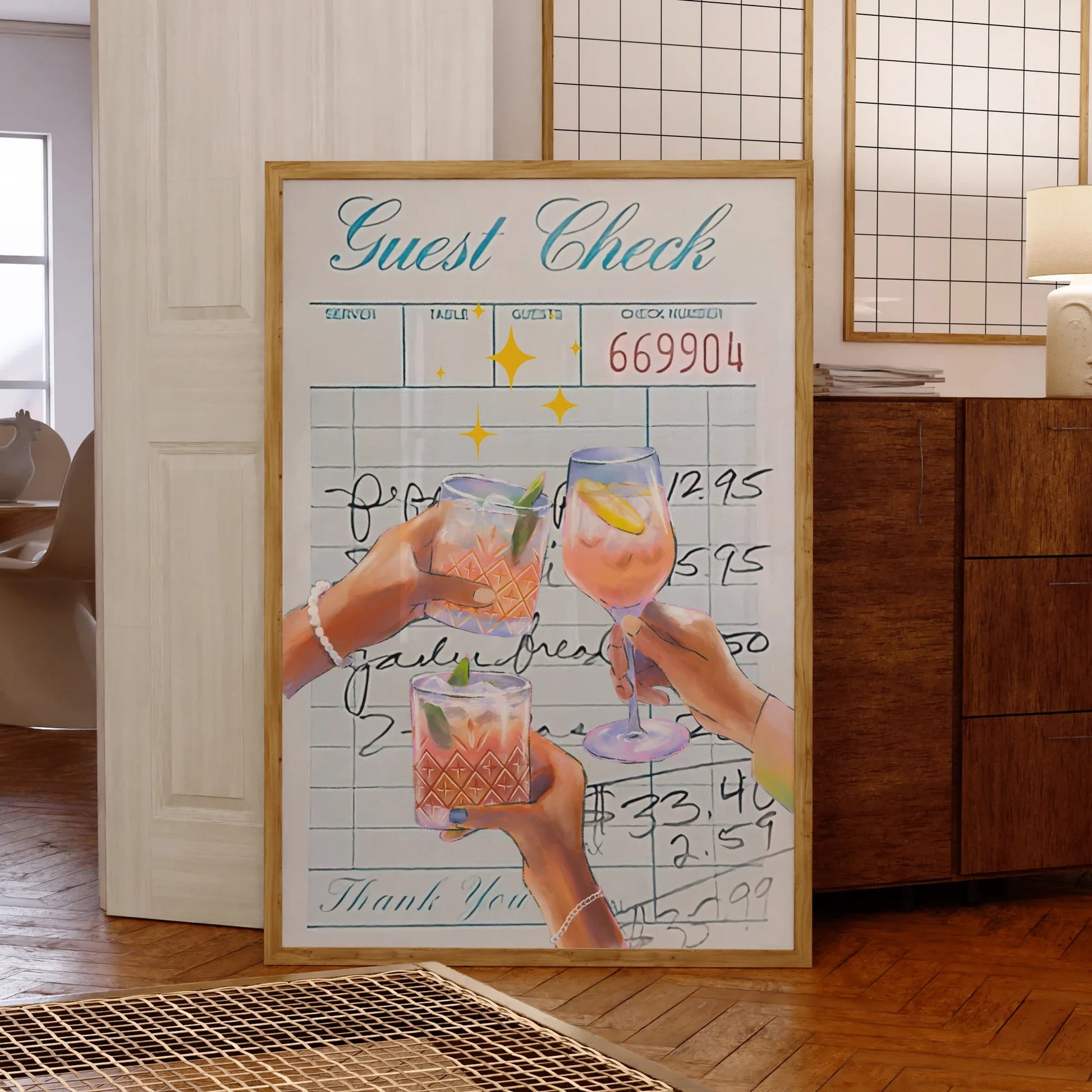 "Guest Check" Väggkonst – Retro & Lekfull Inredning | Veska