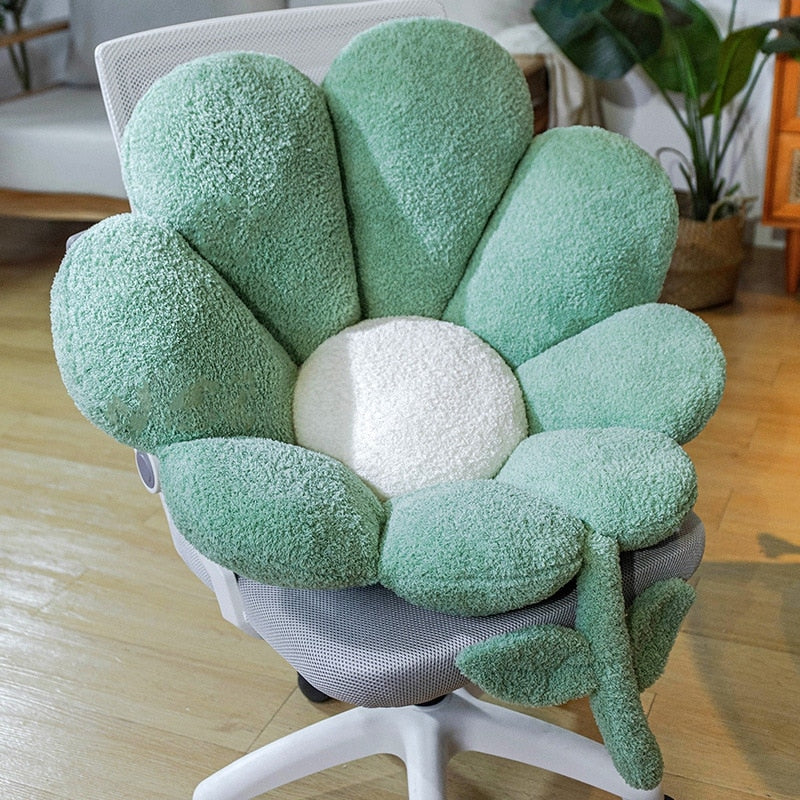 Gyllene Blomma Solros Mjuk Sittkudde | Veska Grön
