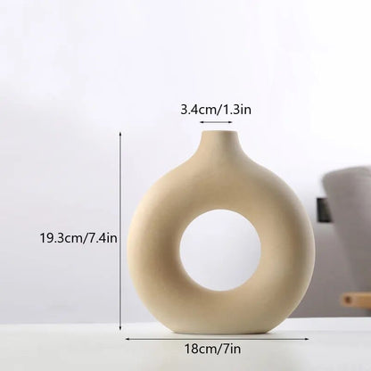 Hålig Minimalistisk Keramik Vase | Veska Beige-M