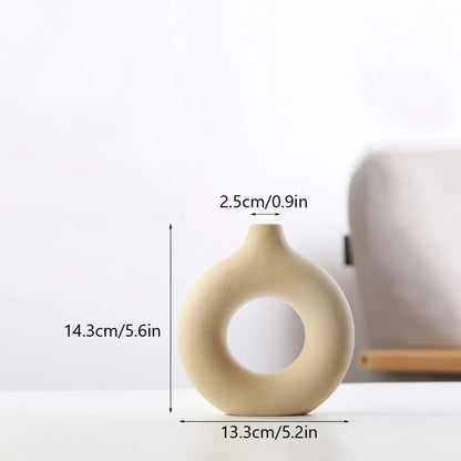Hålig Minimalistisk Keramik Vase | Veska Beige-S