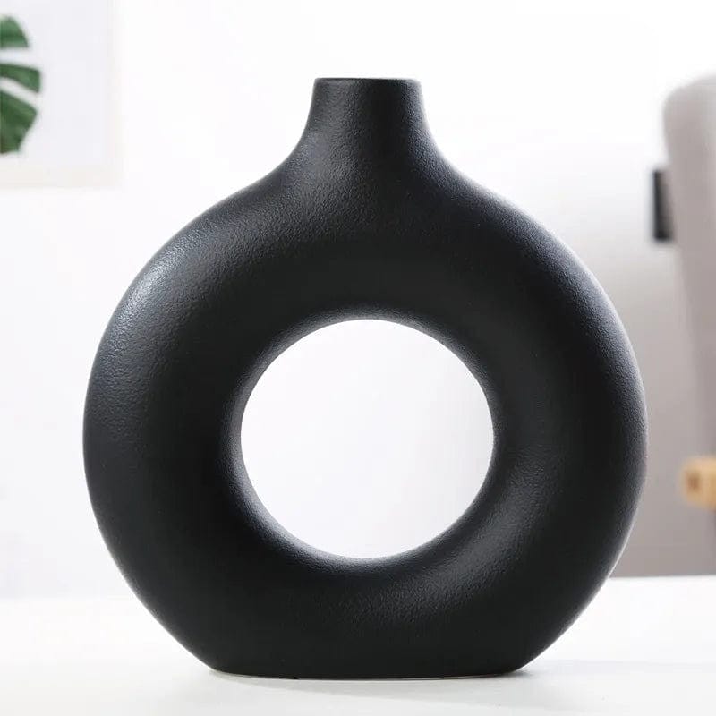 Hålig Minimalistisk Keramik Vase | Veska Black-L