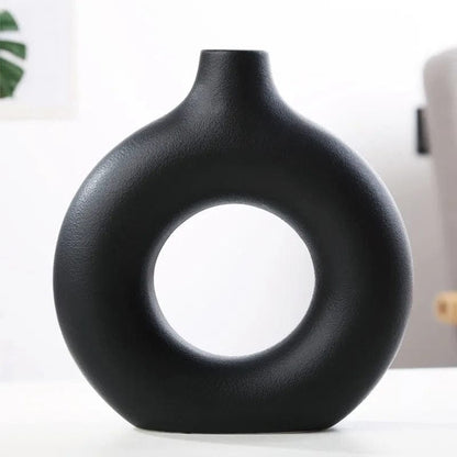 Hålig Minimalistisk Keramik Vase | Veska Black-L