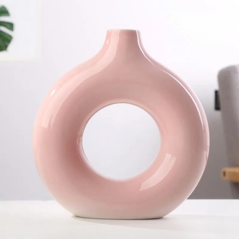 Hålig Minimalistisk Keramik Vase | Veska Rosa-L
