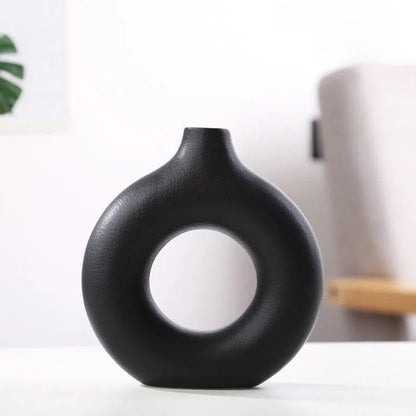 Hålig Minimalistisk Keramik Vase | Veska Svart-S