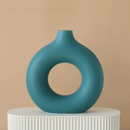 Hålig Minimalistisk Keramik Vase | Veska Turkos-L