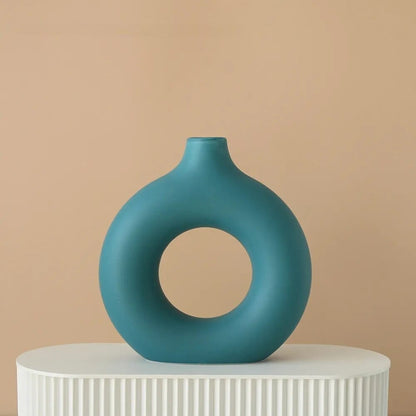 Hålig Minimalistisk Keramik Vase | Veska Turkos-M