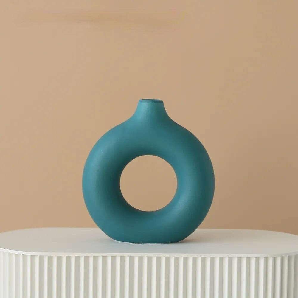 Hålig Minimalistisk Keramik Vase | Veska Turkos-S