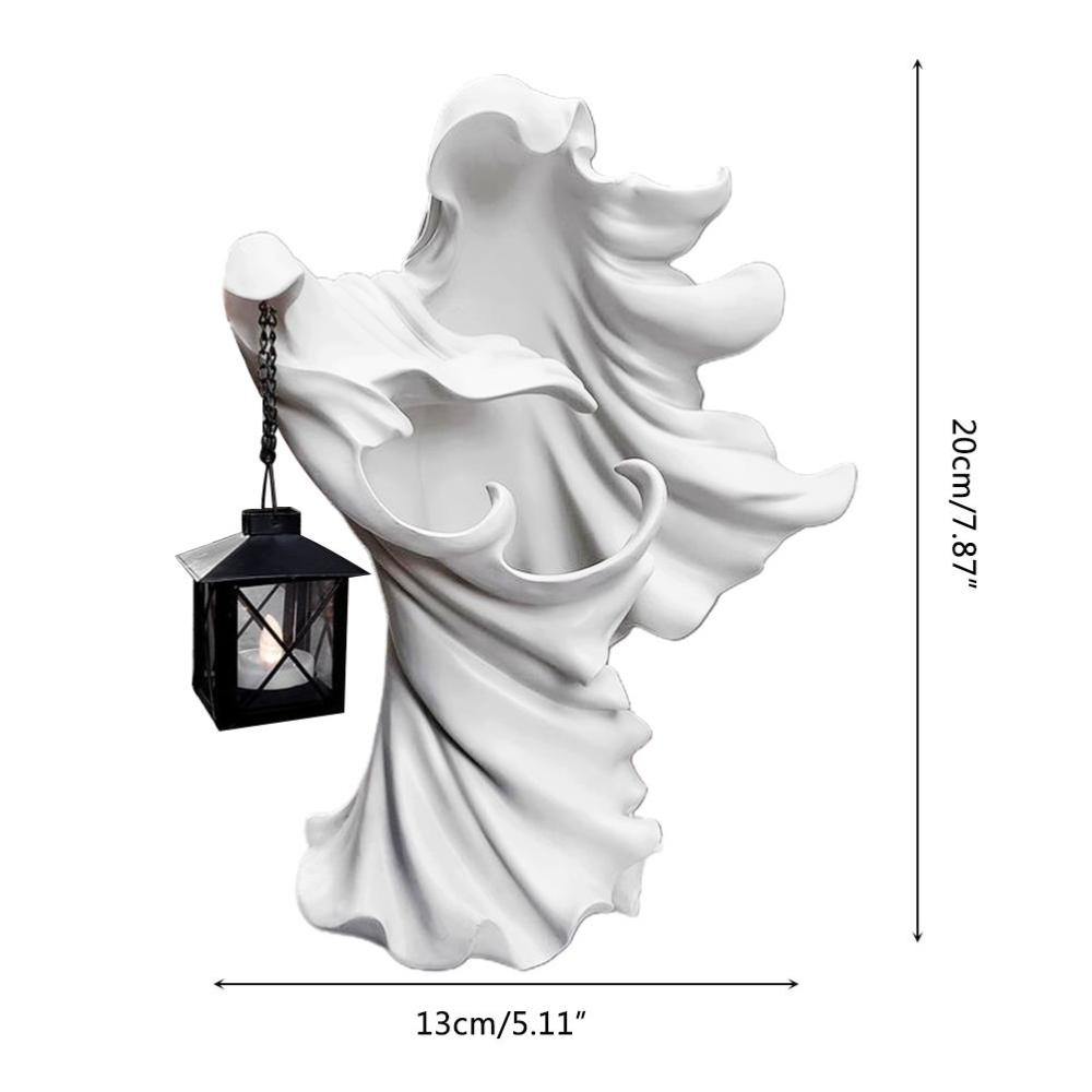 Halloween-spöke som håller lyktstatyett i resin statyett | Veska