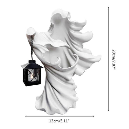 Halloween-spöke som håller lyktstatyett i resin statyett | Veska
